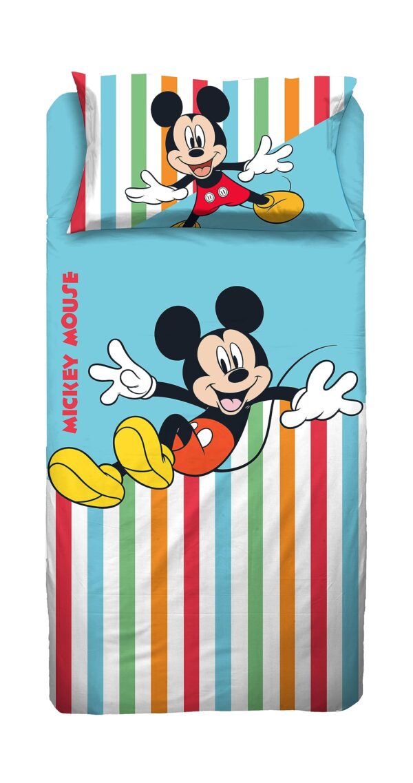 COMPLETO LENZUOLO SINGOLO MICKEY MOUSE FEDERA PIAZZATA 150X280 NOVIA