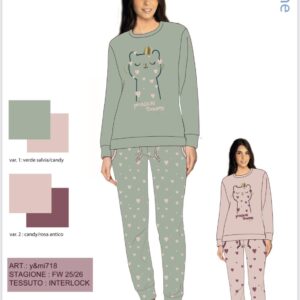 PIGIAMA DONNA SERAFINO INTERLOCK YMI718 Y&M