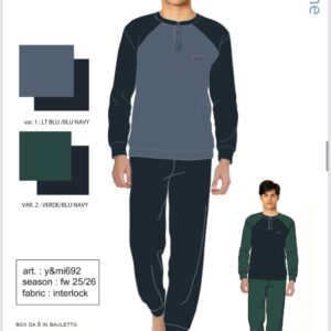 PIGIAMA UOMO SERAFINO INTERLOCK YMI692 Y&M