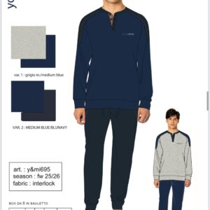PIGIAMA UOMO SERAFINO INTERLOCK YMI695 Y&M