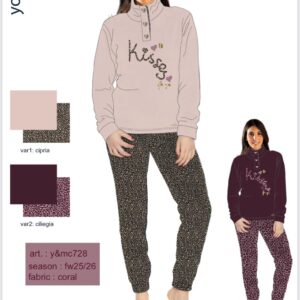 PIGIAMA DONNA SERAFINO C/A DONNA CORAL YMC728 Y&M