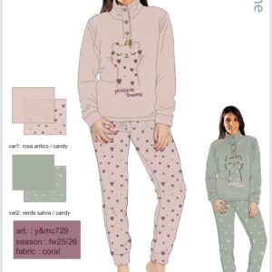 PIGIAMA DONNA SERAFINO C/A CORAL  YMC729Y&M