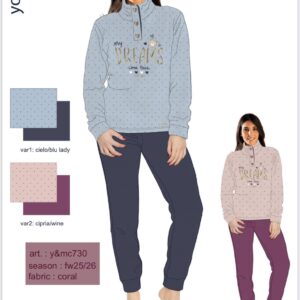 PIGIAMA DONNA SERAFINO C/A CORAL  YMC730 Y&M
