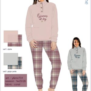 PIGIAMA DONNA SERAFINO C/A CORAL  YMC731 Y&M