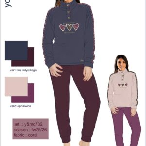 PIGIAMA DONNA SERAFINO C/A CORAL  YMC732 Y&M