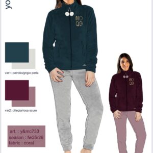 PIGIAMA DONNA FULL/ZIP CORAL  YMC733 Y&M