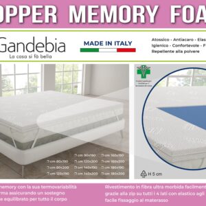 TOPPER SINGOLO 80X190 MEMORY FOAM GANDEBIA